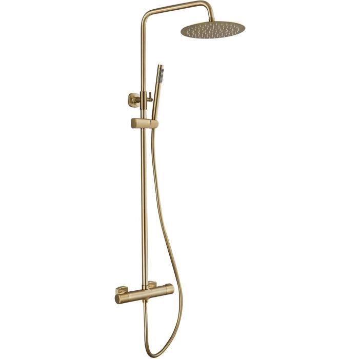 EDOUARD ROUSSEAU Shower Column with Thermostatic Mixer Tap - DODDY - Brushed Brass