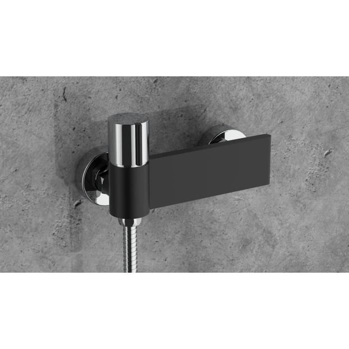 EDOUARD ROUSSEAU Shower Mixer Tap - BLACK STEEL - Black/ Chrome