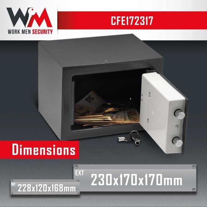 Work Men Security Electronic Safe - CFE172317 - External Dimensions 17 x 23 x 17 cm