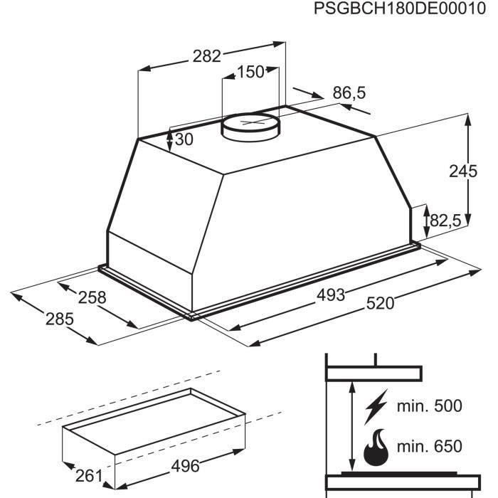 ELECTROLUX Extractor Fan - LFG525S - H 245 x W 520 x D 285 mm