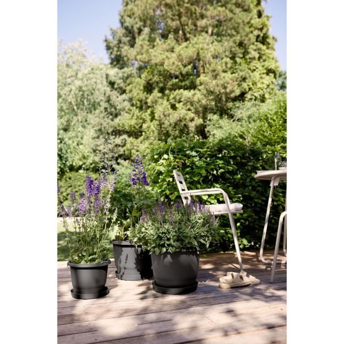 ELHO Amiga Round Flower Pot 30 - Black - Ø 29.5 x H 22 cm - Outdoor - 100% Recycled