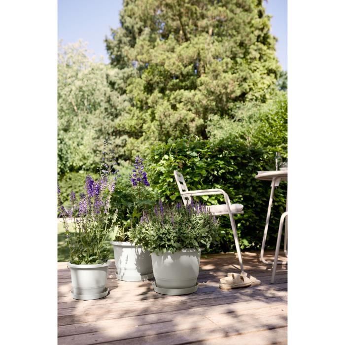 ELHO Pot de fleurs Amiga Rond 40 - Blanc - Ø 39 x H 29 cm - Extérieur - 100% recyclé
