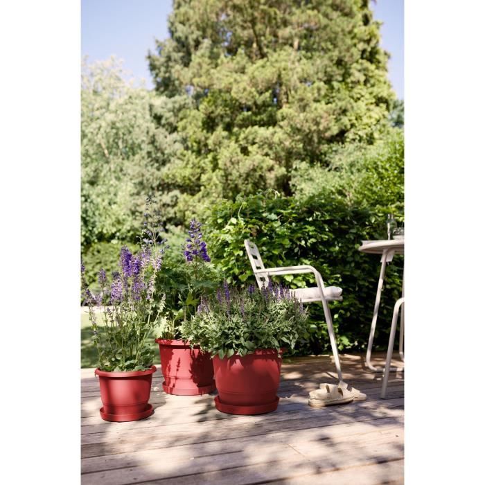 ELHO Amiga Round Flower Pot 40 - Red - Ø 39 x H 29 cm - Outdoor - 100% Recycled