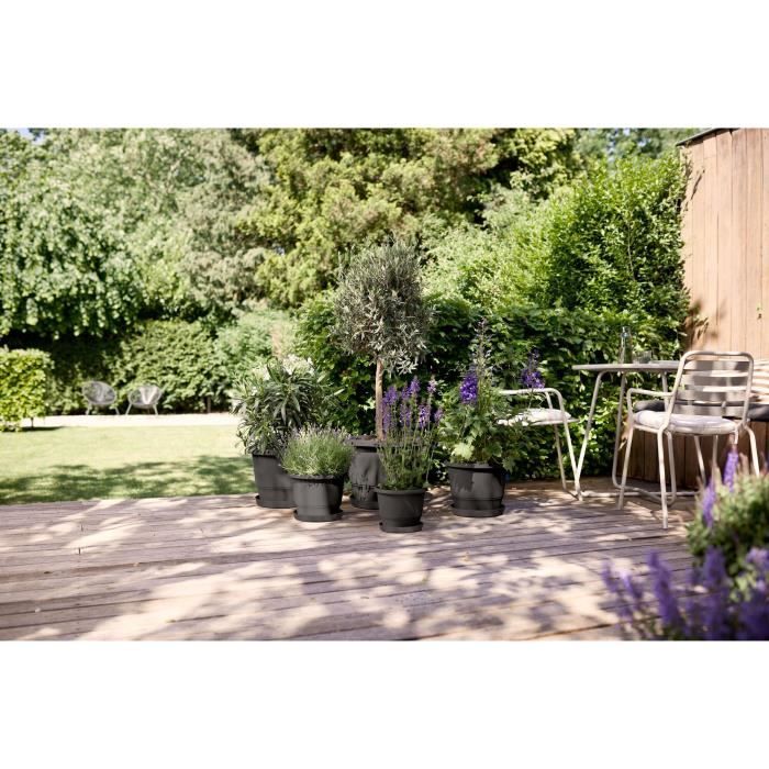 ELHO Amiga Round Flower Pot 47 - Black - Ø 47 x H 35 cm - Outdoor - 100% Recycled