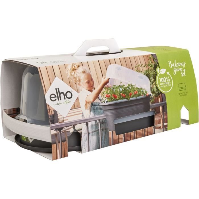 ELHO Balconniere GB Worship Set - L 55 x W 28.5 x H 25 cm - Living Black - 100% recycled