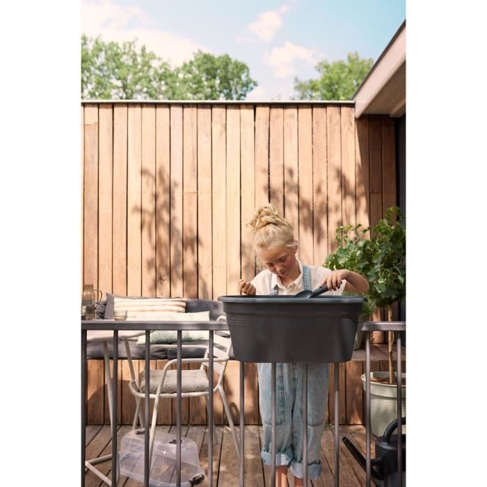 ELHO Balconniere GB Worship Set - L 55 x W 28.5 x H 25 cm - Living Black - 100% recycled