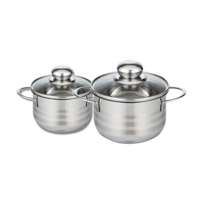 FACKELMANN Set of 2 Saucepan - Stainless Steel - PFAS-free - 12 and 14 cm
