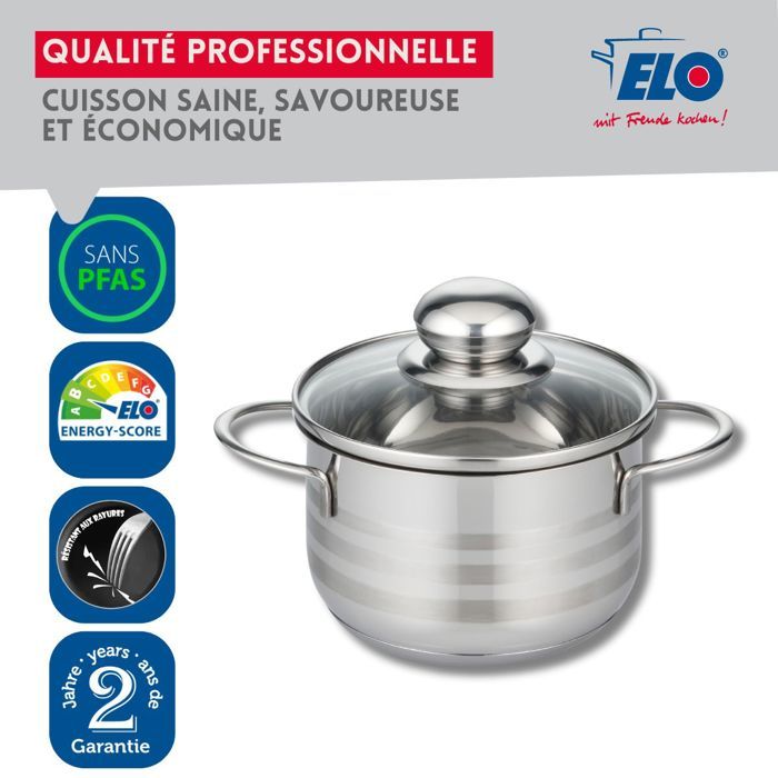FACKELMANN Set of 2 Saucepan - Stainless Steel - PFAS-free - 12 and 14 cm