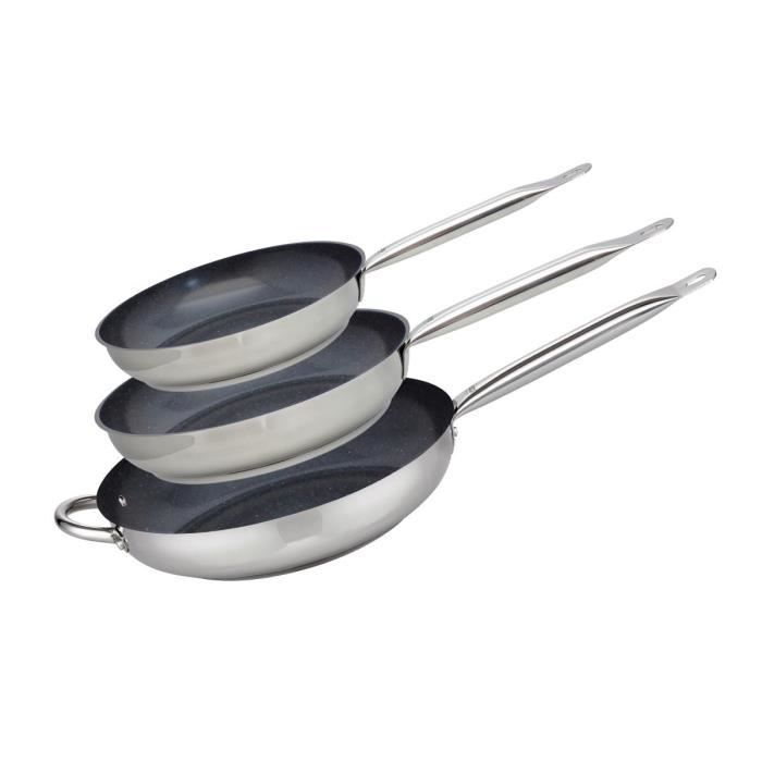 ELO Set of 3 Induction Pans - Professional - 18/10 ELODUR Stainless Steel - Ø 24-28-32 cm