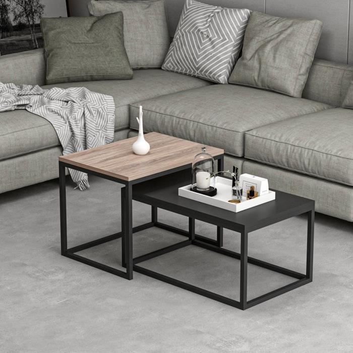 Table basse - LEKA - Rectangulaire - Anhtracite - 72 x 45 x 37 cm