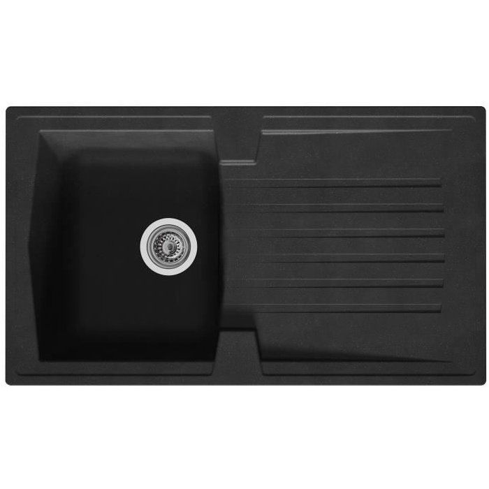 STRADOUR Arena Inset Kitchen Sink - 1 Bowl + 1 Drainer - Resin - 86 x 50 cm - Black 1-Bowl