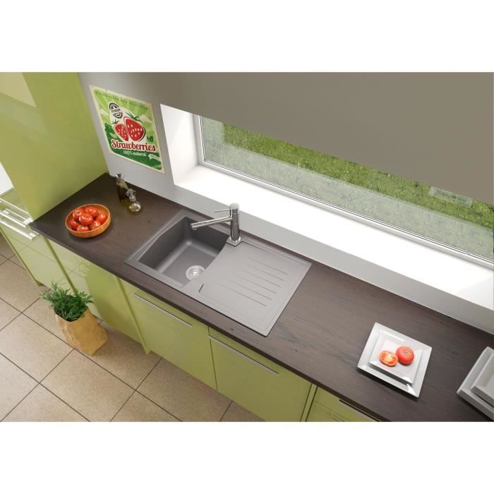 STRADOUR Arena Inset Kitchen Sink - 1 Bowl + 1 Drainer - Resin - 86 x 50 cm - Concrete Grey 1-Bowl