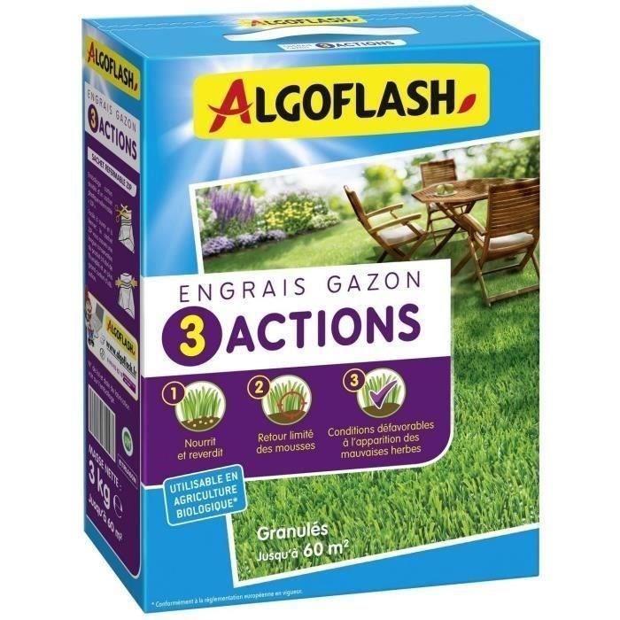 ALGOFLASH NATURASOL Lawn Fertilizer - 3 Actions - 3 kg