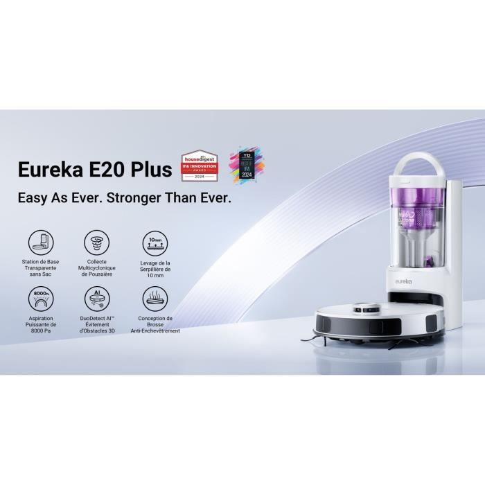 Eureka E20 Plus - Robot Vacuum Cleaner with Automatic Emptying - 8000 Pa