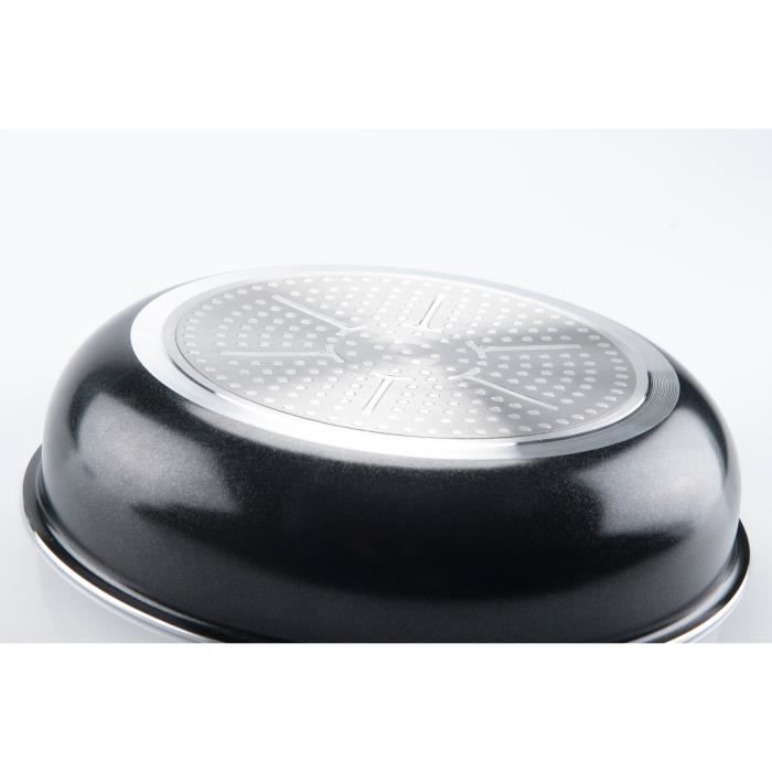 ARTHUR MARTIN Frying Pan Set - 3 Pieces - Black Aluminum - 20/24/28 cm - Suitable for All Hobs Including Induction - AM130