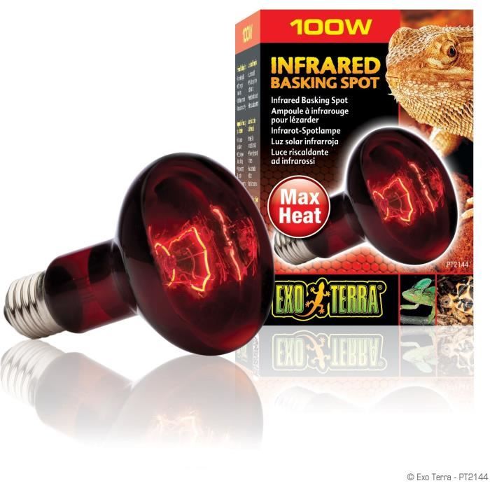 EXO TERRA Terrarium Heat Lamp - Basking Spot - Infrared Heat - 100W