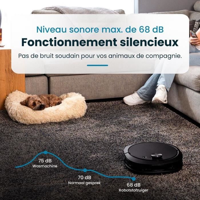EZICLEAN Z10 Plus Connected Robot Vacuum Cleaner and Mop - 240 min - 6000pa - 180m² - 1.5 L