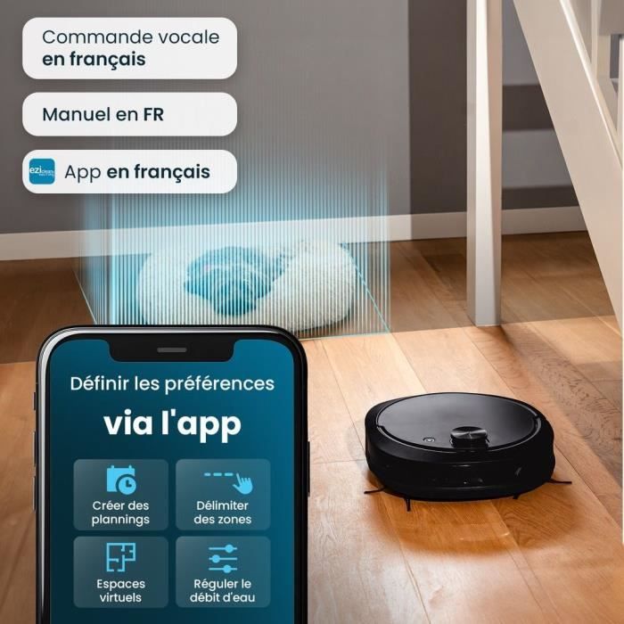 EZICLEAN Z10 Plus Connected Robot Vacuum Cleaner and Mop - 240 min - 6000pa - 180m² - 1.5 L