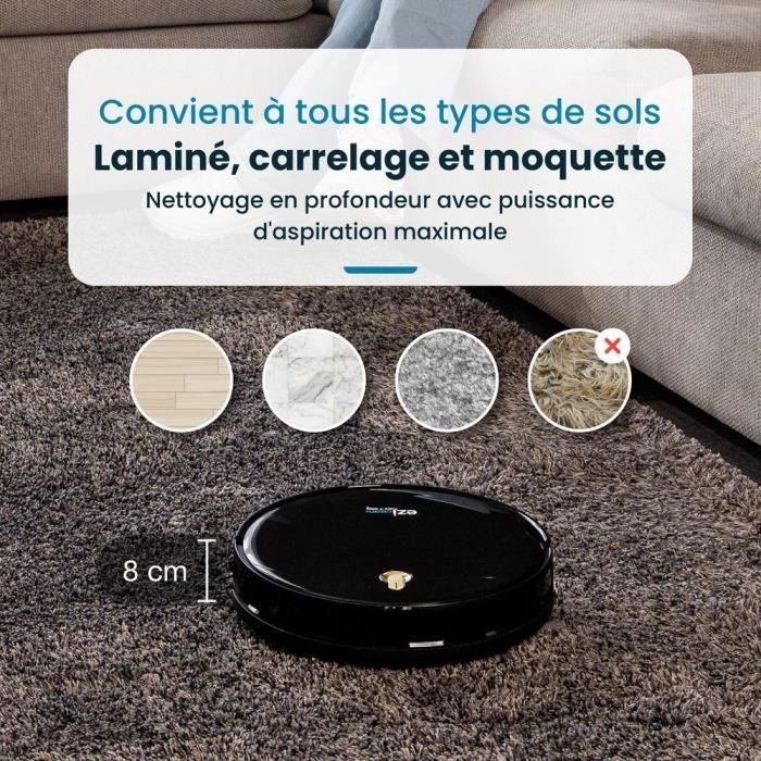 EZICLEAN I-Bot Z5 - Connected Robot Vacuum Cleaner and Mop - 75 min Runtime - 0.25 L Dustbin 2.6Speed 60-90m2