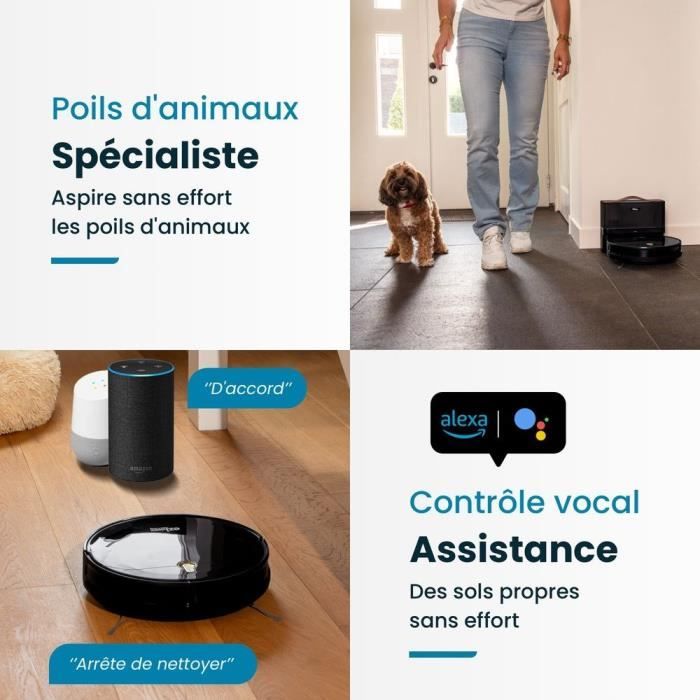 EZICLEAN I-Bot Z5 - Connected Robot Vacuum Cleaner and Mop - 75 min Runtime - 0.25 L Dustbin 2.6Speed 60-90m2