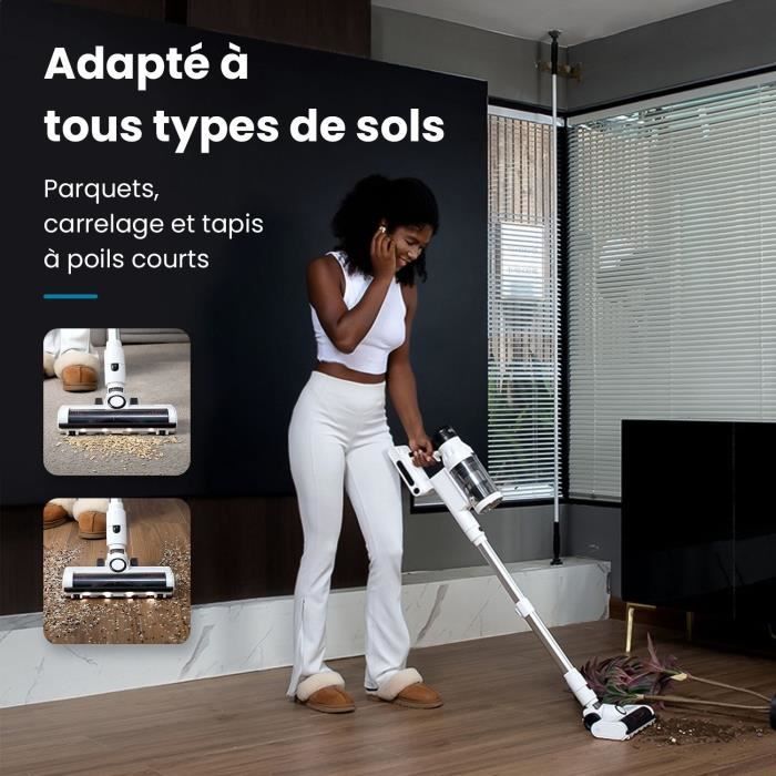 EZICLEAN Cyclomax R22 Cordless Stick Vacuum Cleaner - 52 Min Runtime - 500 W - 35 kPa - White