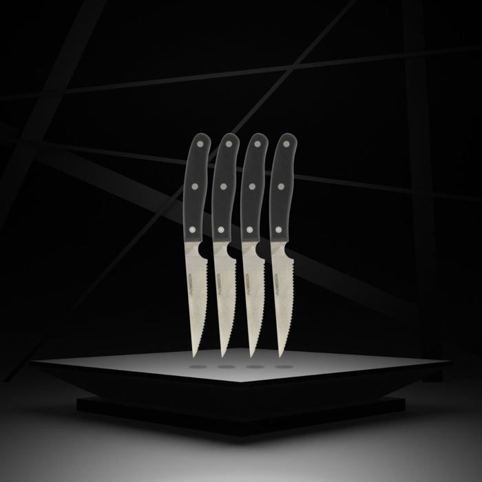 NIROSTA Set of 4 Steak Knives - 22 cm - Serrated Blade - Comfortable Handle