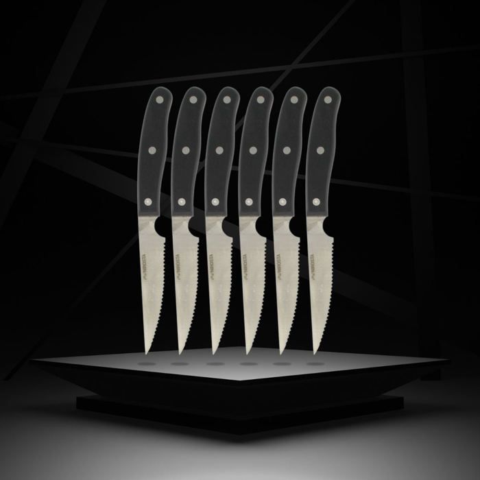 NIROSTA Set of 6 Steak Knives - 22 cm - Serrated Blade - Comfortable Handle