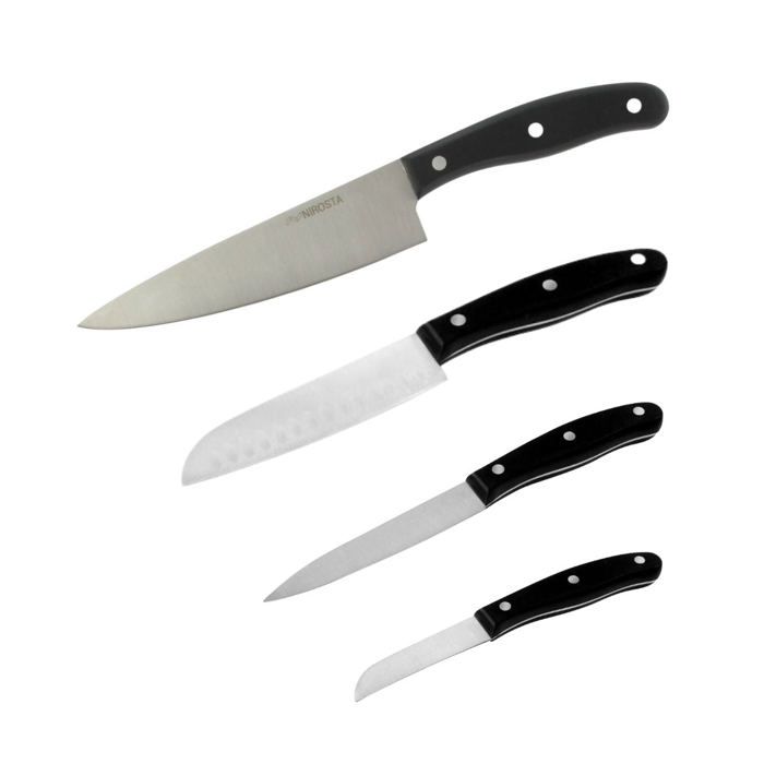 NIROSTA Set of 4 Kitchen Knives - 20,22, 26,31 cm - Ergonomic Handles