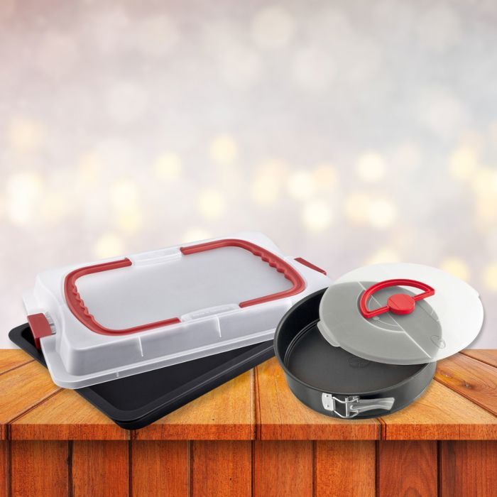 Dr. Oetker Baking Tray with Lid and Cake Tin - Bake and Go - 42 x 29 cm