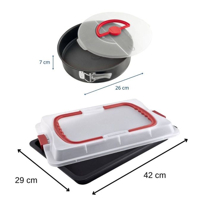 Dr. Oetker Baking Tray with Lid and Cake Tin - Bake and Go - 42 x 29 cm
