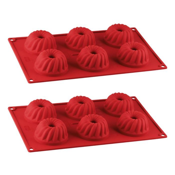 Set of 2 Kougelhopf Molds with 6 Cavities - DR OETKER - Flexxibel Love - 30 x 18 cm