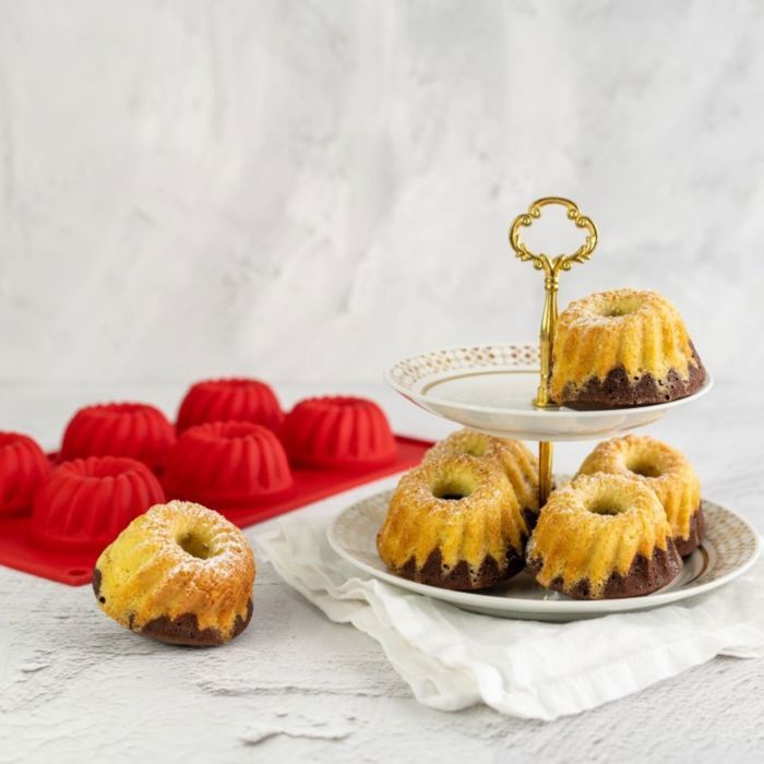 Set of 2 Kougelhopf Molds with 6 Cavities - DR OETKER - Flexxibel Love - 30 x 18 cm
