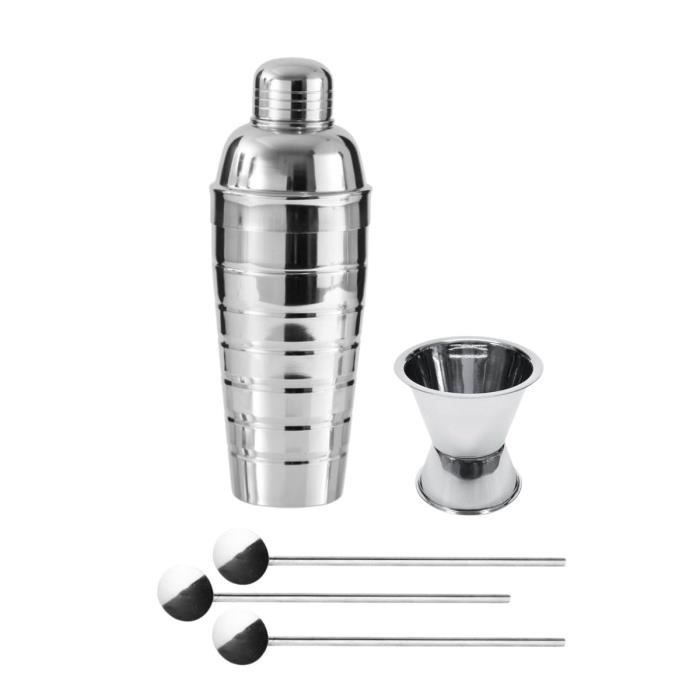FACKELMANN Cocktail Trio: Shaker, Alcohol Jigger and 3 Stainless Steel Cocktail Spoons - Bar Concept