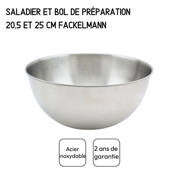 FACKELMANN Set of 2 Salad Bowls and Salad Servers - 20.5 and 25 cm
