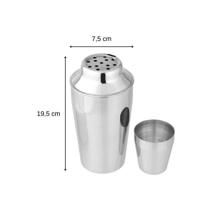 FACKELMANN 400 ml Stainless Steel Cocktail Shaker Set with 2cl and 4cl Alcohol Jiggers - Bar Concept