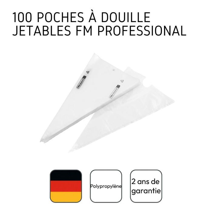 Set of 100 Professional Piping Bags - FACKELMANN PROFESIONAL - 1 L Measuring Cup - 50 cm