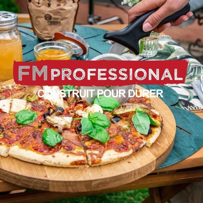 FACKELMANN PROFESSIONAL Pizza Stone and Cutter Set - 32 cm Perforated Pan - Stainless Steel Cutter