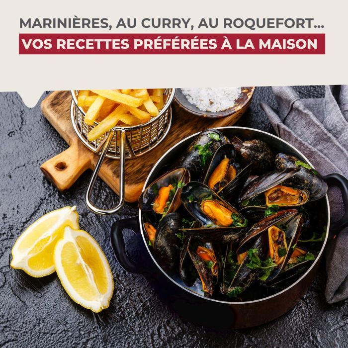 Marmite a moules émaillée - Tous feux dont induction - FACKELMANN - 20,5 x 26 x 17,5 cm - Noir