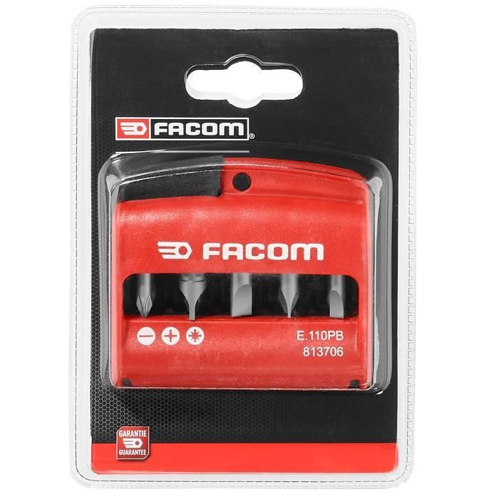 FACOM 10-Piece 1/4" Combination Screwdriver Bits with Holder - E.110PB