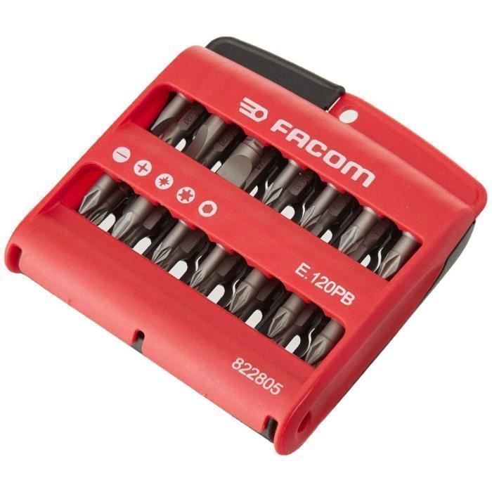 FACOM 28-Piece High Performance Bit Set E.120PB for Slotted, PH, PZ, Hex, Torx - 2607017654