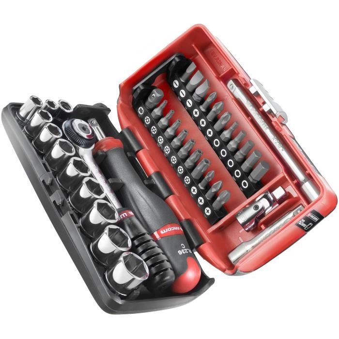FACOM 1/4" Socket Set - R2NANOPB - Metric 6-Point and Bits - 38 Pieces, 5.5 to 14 mm