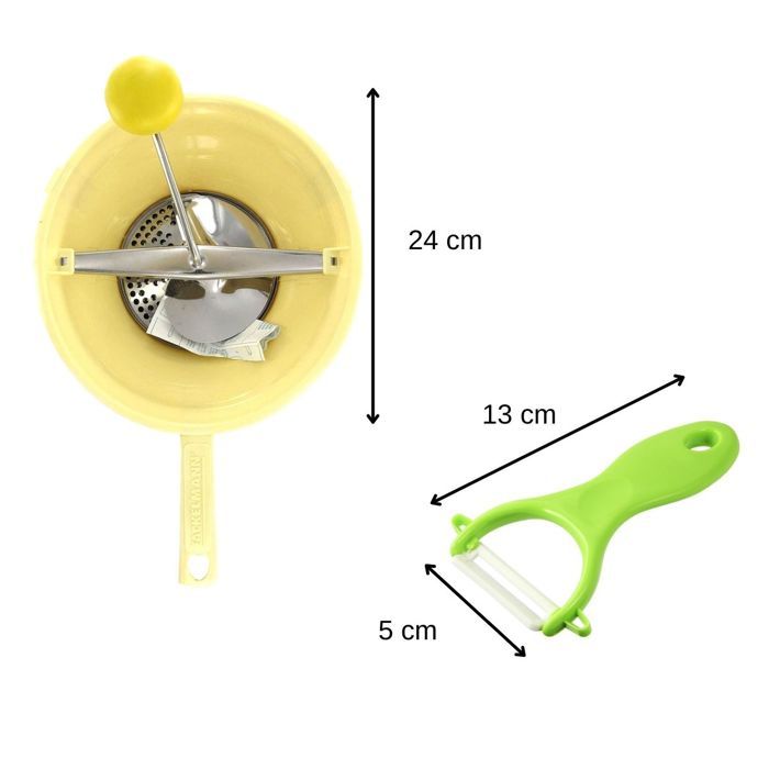 FACKELMANN Set of 2 Mashing Utensils with Peeler and Vegetable Mill - Random Colors