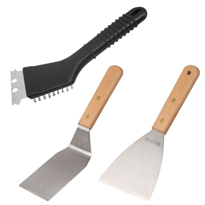 FACKELMANN PROFESIONAL Set of 3 Plancha Utensils - 2 Spatulas and 1 Scraper