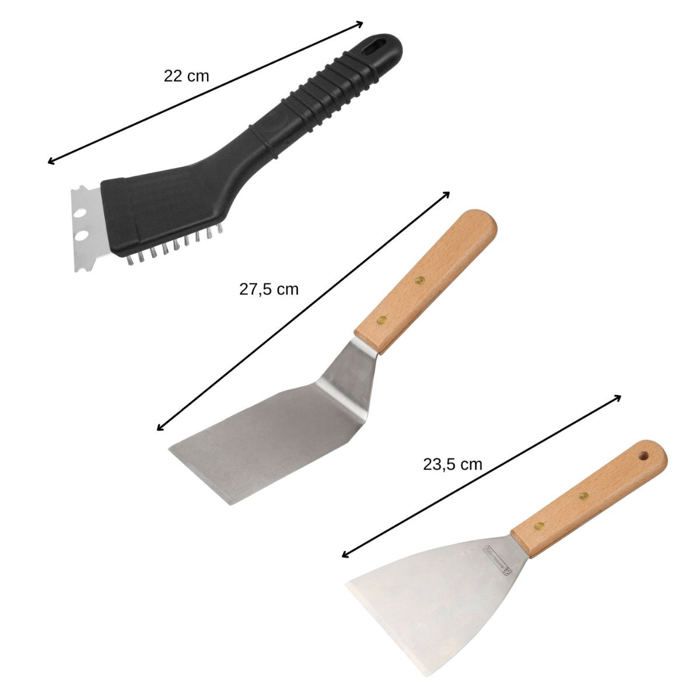 FACKELMANN PROFESIONAL Set of 3 Plancha Utensils - 2 Spatulas and 1 Scraper