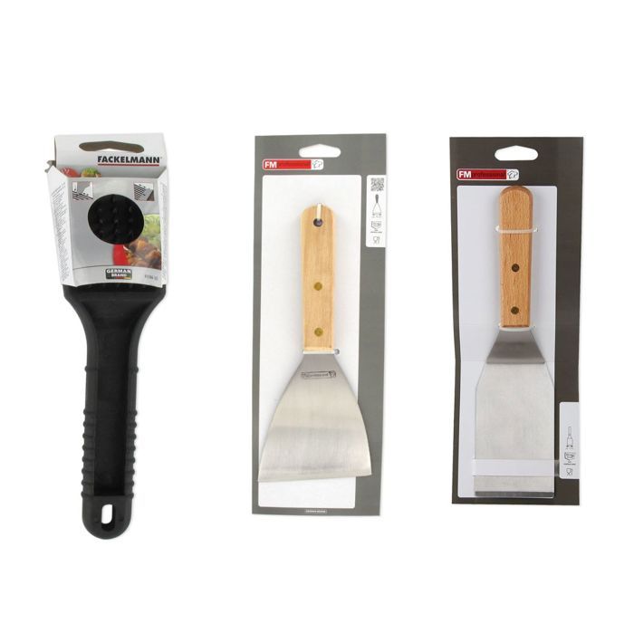 FACKELMANN PROFESIONAL Set of 3 Plancha Utensils - 2 Spatulas and 1 Scraper