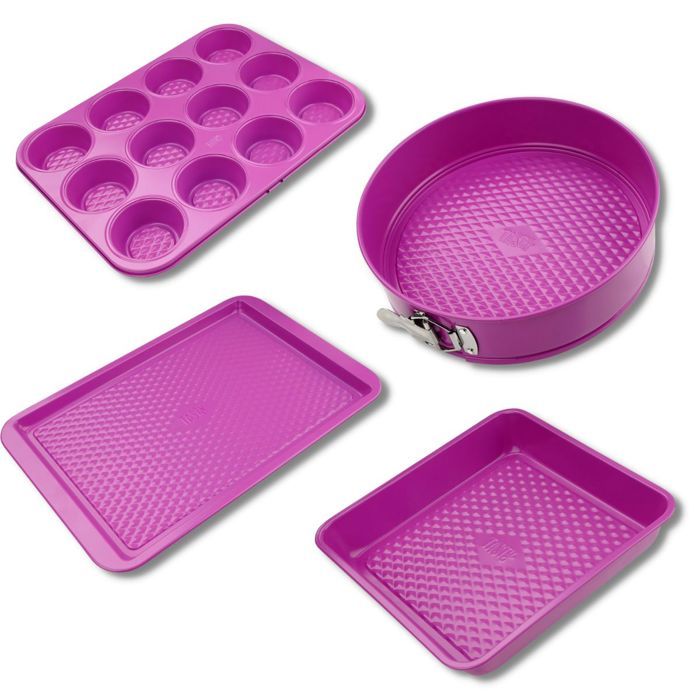 FACKELMANN Set of 4 Molds - Tasty Pastry - Fuchsia - 23 to 38 cm