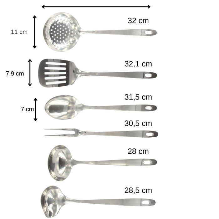 FACKELMANN 6-Piece Kitchen Utensil Set - Oxford - Stainless Steel