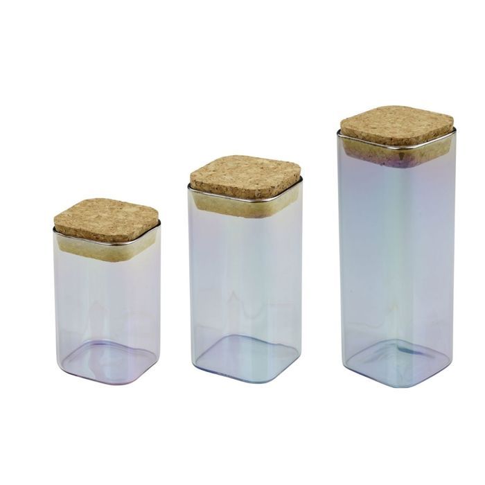 FACKELMANN Set of 3 Glass Storage Containers with Lids - Tasty Green - 280,330 and 450 ml