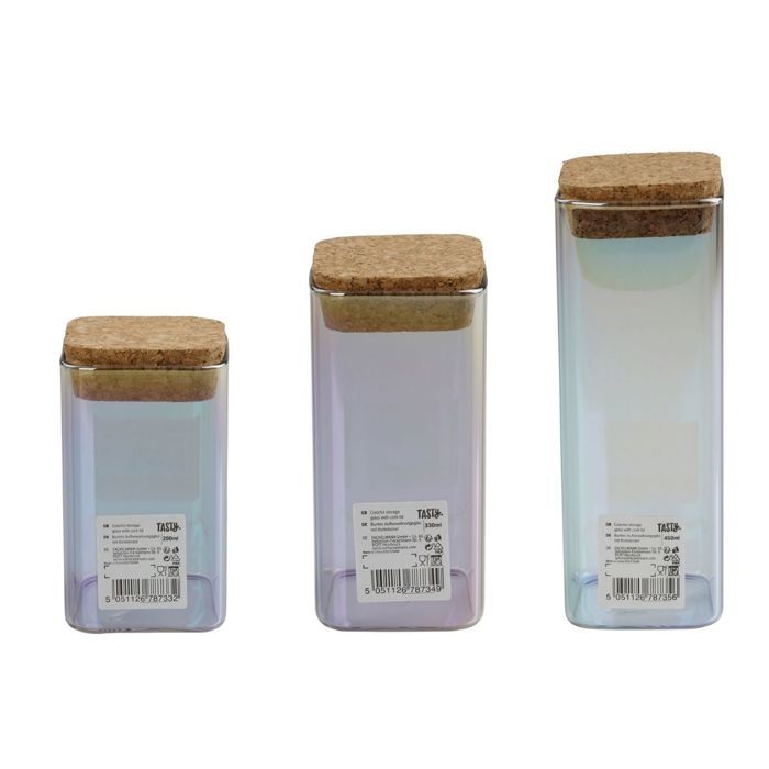 FACKELMANN Set of 3 Glass Storage Containers with Lids - Tasty Green - 280,330 and 450 ml