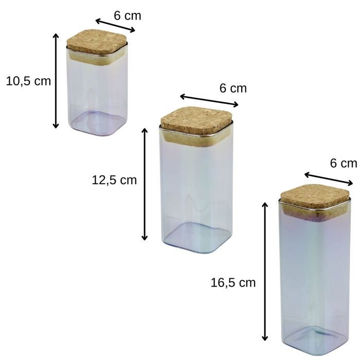 FACKELMANN Set of 3 Glass Storage Containers with Lids - Tasty Green - 280,330 and 450 ml